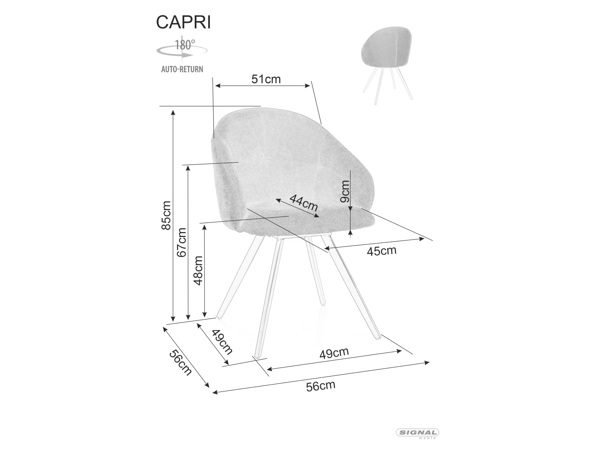 Стілець кухонний Signal CAPRI VARDO Чорний/Темно-бежевий (15348230) - фото 4