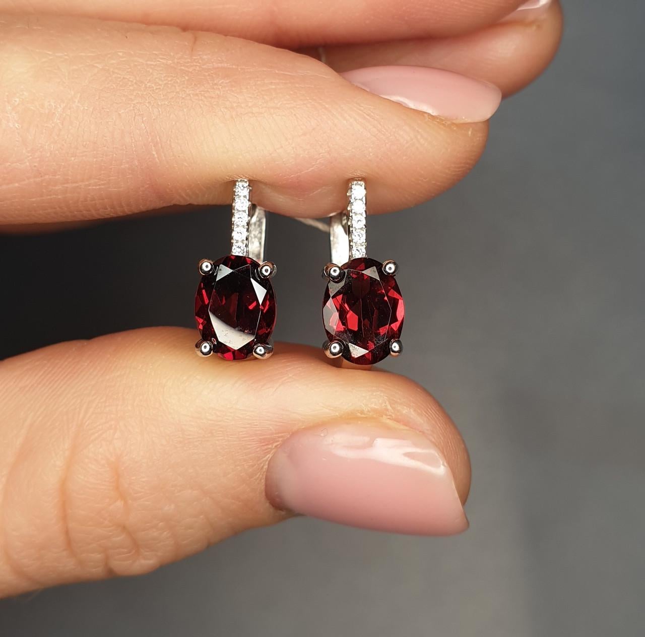 Серьги серебряные с гранатом 3,96 г (1357125693)