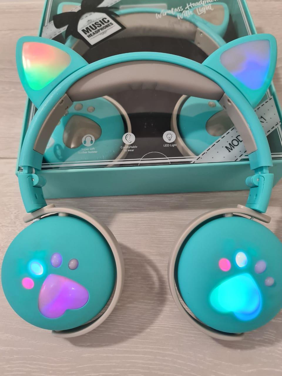 Наушники беспроводные детские CAT ВК-1 LED Мятно-зеленый (26389244) - фото 9