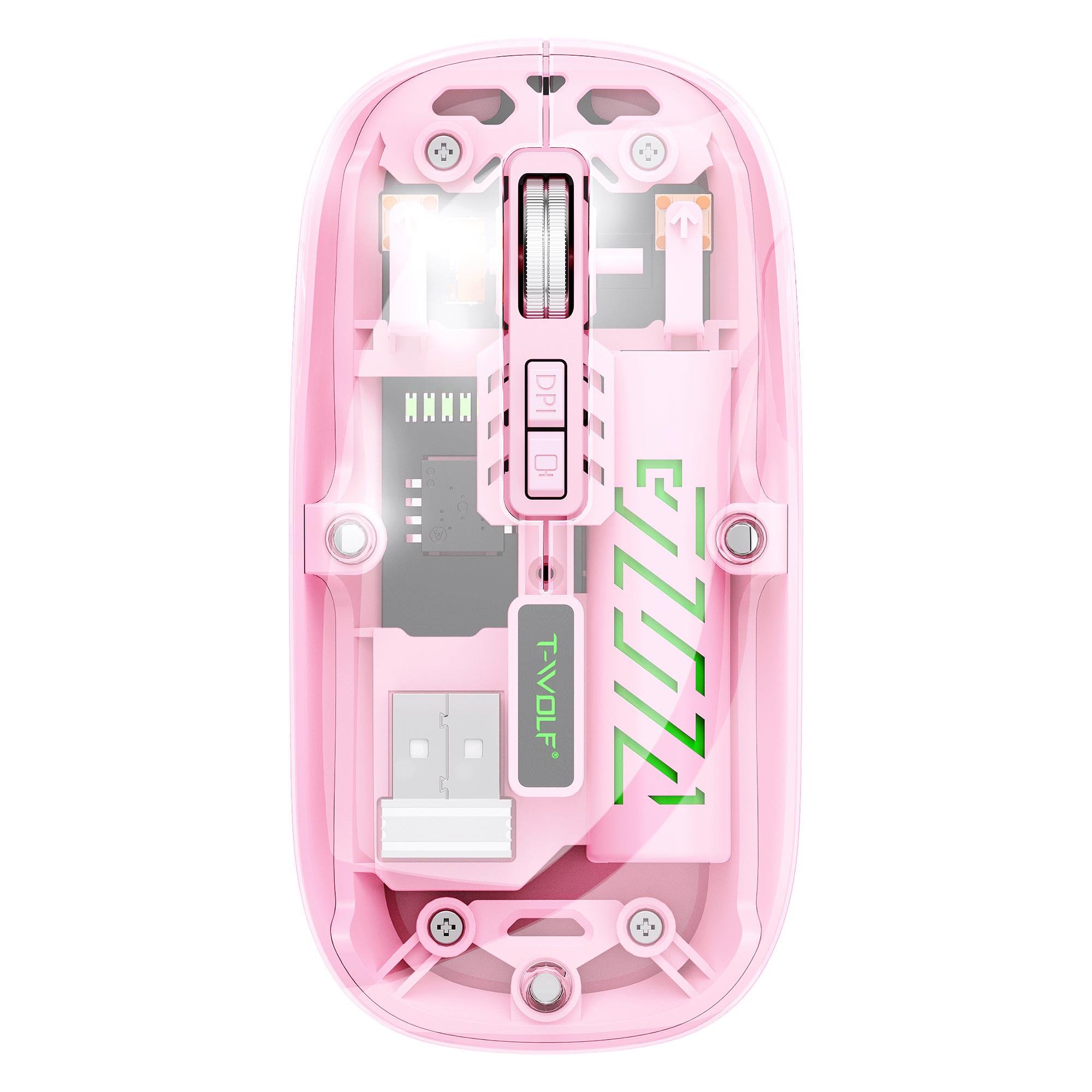 Миша T-WOLF X11 бездротова безшумна з акумулятором 2,4G Bluetooth Pink