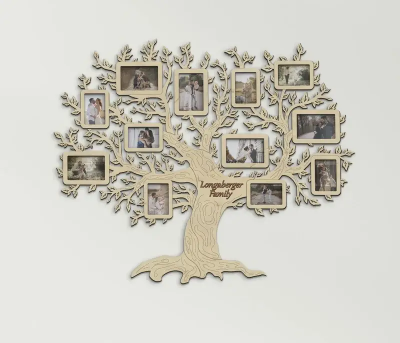 Фотоколлаж настенный Семейное дерево ручной работы на 12 фото Натуральный (tree_many_leaves_l) - фото 1 Фотоколлаж настенный Семейное дерево ручной работы на 12 фото Натуральный (tree_many_leaves_l) - фото 1