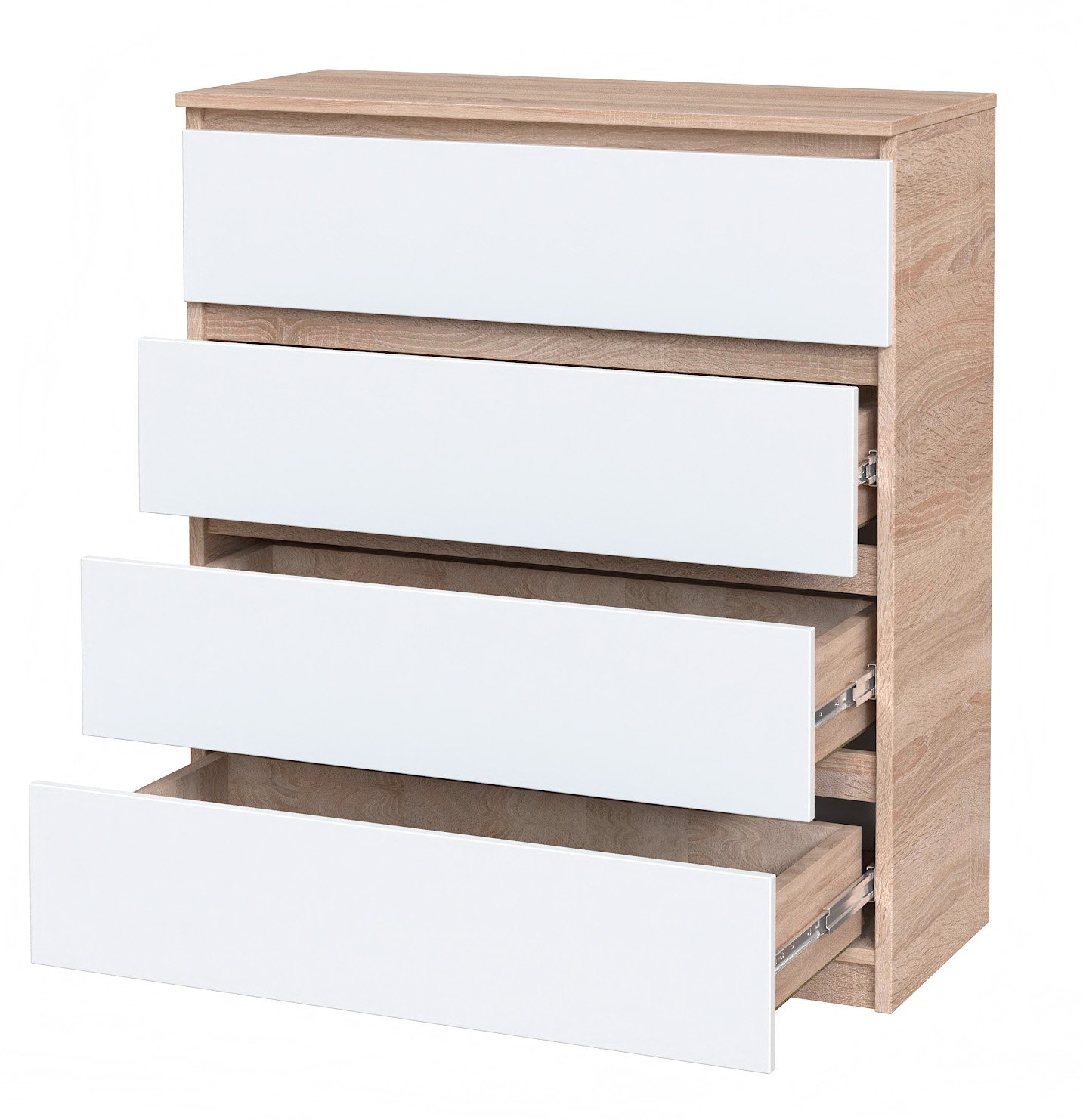 Комод Мастер Форм с 4 выдвижными ящиками 90х37,6х95 см Дуб сонома/Белый (6490a74dfb04e91c496a6584)