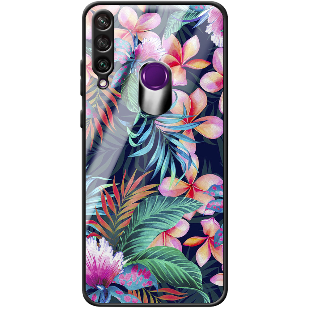 Чехол Boxface Huawei Y6p flowers in the tropics Черный силикон со стеклом (40017-up1971-40863)