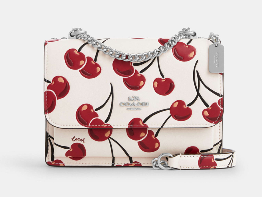 Сумка через плечо женская Coach вишня 21,5х17 см (b38-7bb)