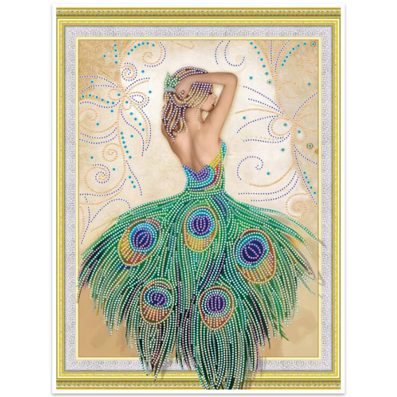 Мозаїка алмазна Lesko DIY SJ3033 Дівчина-павич 30х40 см Мозаїка алмазна Lesko DIY SJ3033 Дівчина-павич 30х40 см