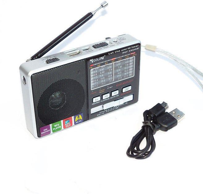 Радиоприемник Golon RX-2277 с USB/microSD/аккумулятором/MP3 плеером Серебряный (1002478-Silver-0)