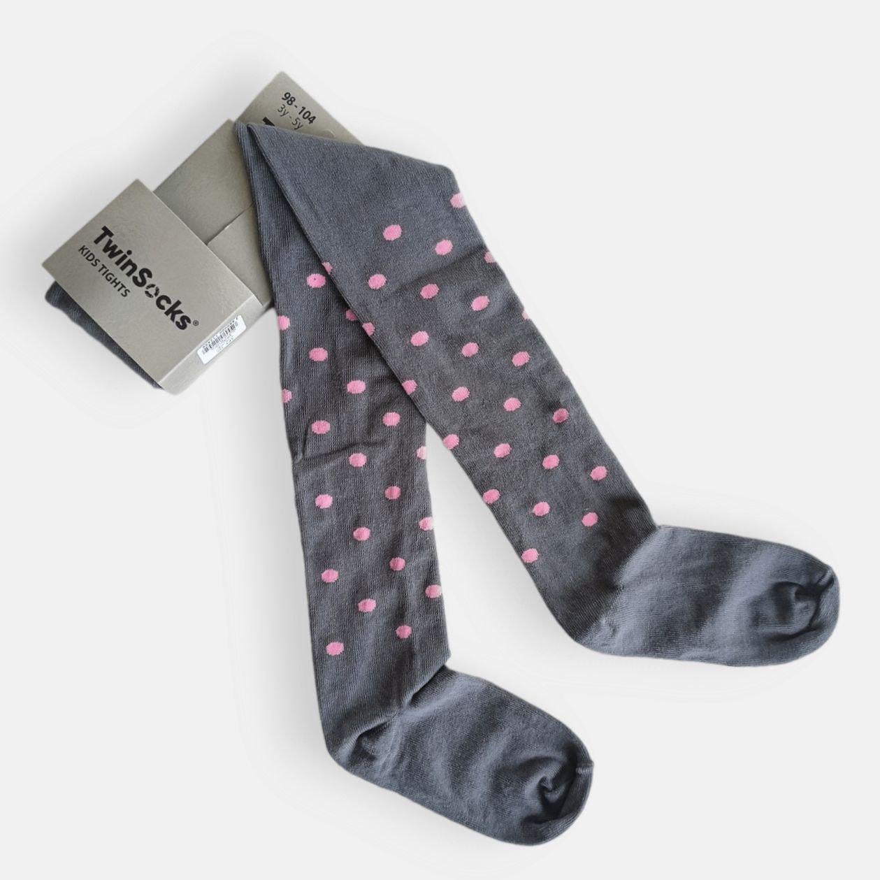 Колготки для дівчинки TwinSocks з візерунком 110-116 см 5-6 років Сірий/Рожевий (310V18)