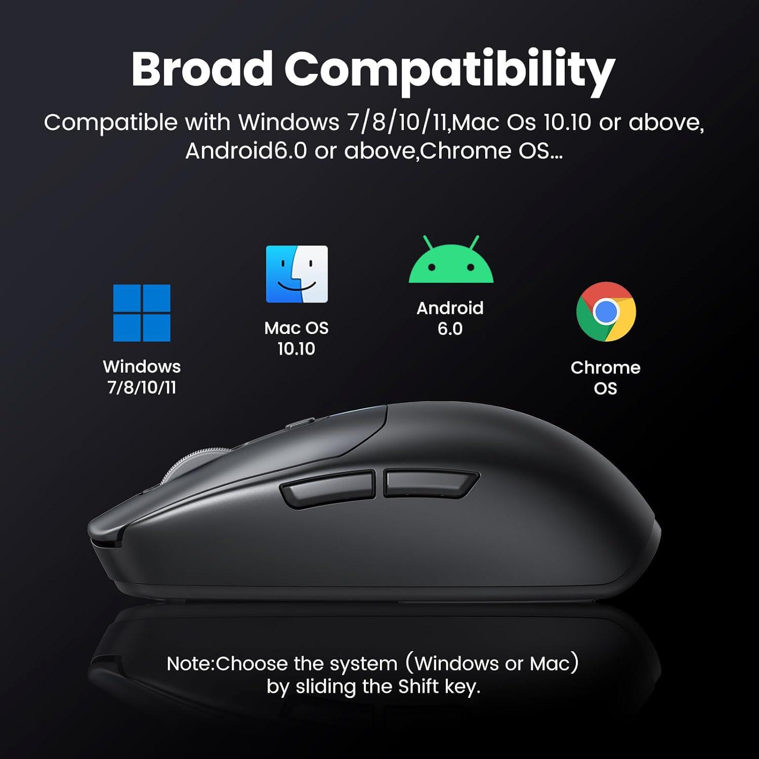 Мышка беспроводная UGREEN Bluetooth 5.0/2.4G с USB-приемником 5000 DPI 6 програ мм ируемых Черный (90539) - фото 4 Мышка беспроводная UGREEN Bluetooth 5.0/2.4G с USB-приемником 5000 DPI 6 програ мм ируемых Черный (90539) - фото 4