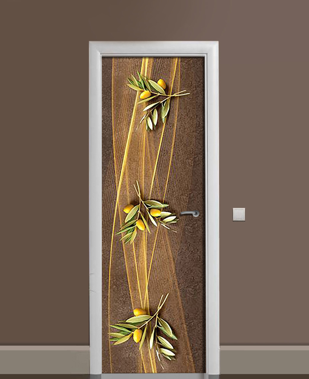 Наклейка 3D на двери Zatarga Оливка виниловая 650х2000 мм Золотой (1323453520)