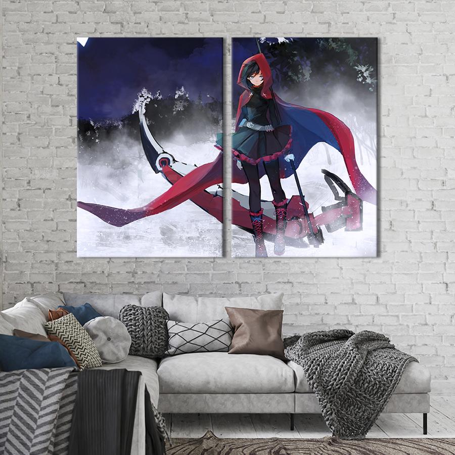 Картина на холсте Аниме-девушка в плаще 71x51 см (1506-2)