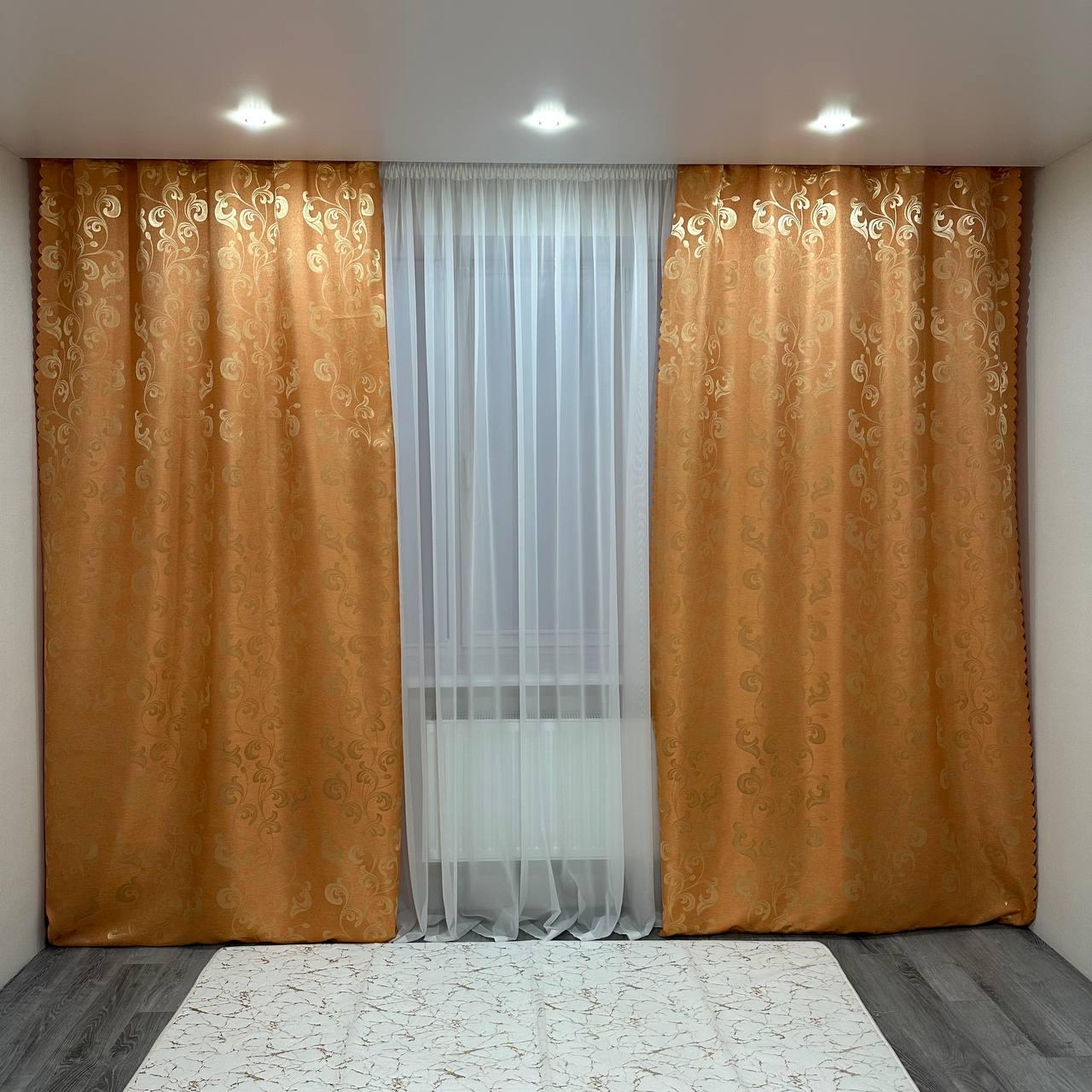 Штори Toscana жаккардові 1,5х2,7 м 2 шт. Персиковий - фото 1