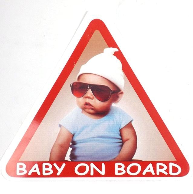 Наклейка предупредительная Baby on board в красном треугольнике (403288)