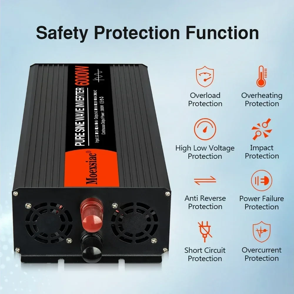 Інвертор Moexsiac 5000 W, 12 V/220 V/50 Hz чиста синусоїда - фото 2