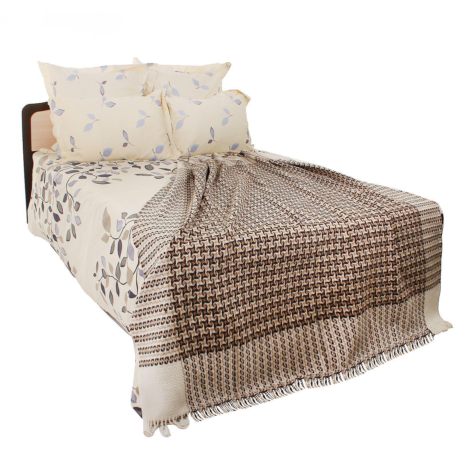 Плед шерстяной Vladi Капучино Люкс 140х200 см Коричневый (bc7c0d96)