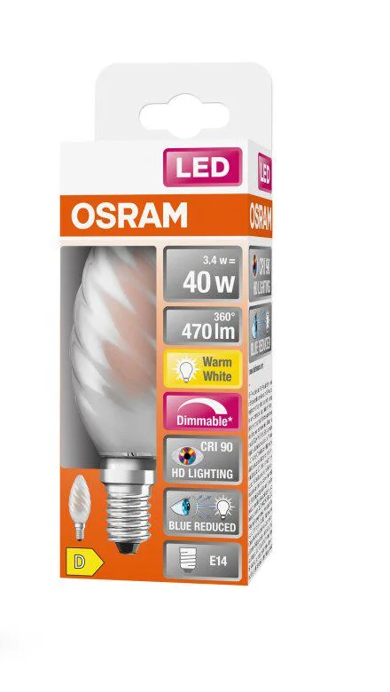 Світлодіодна лампа Osram LSSP CL BW 40D 3,4W/927 230V GL FR E14 (4058075602878)