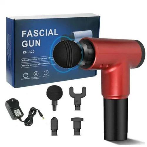 Масажер акумуляторний для тіла 4 насадки FASCIAL GUN KH-320-red - фото 5