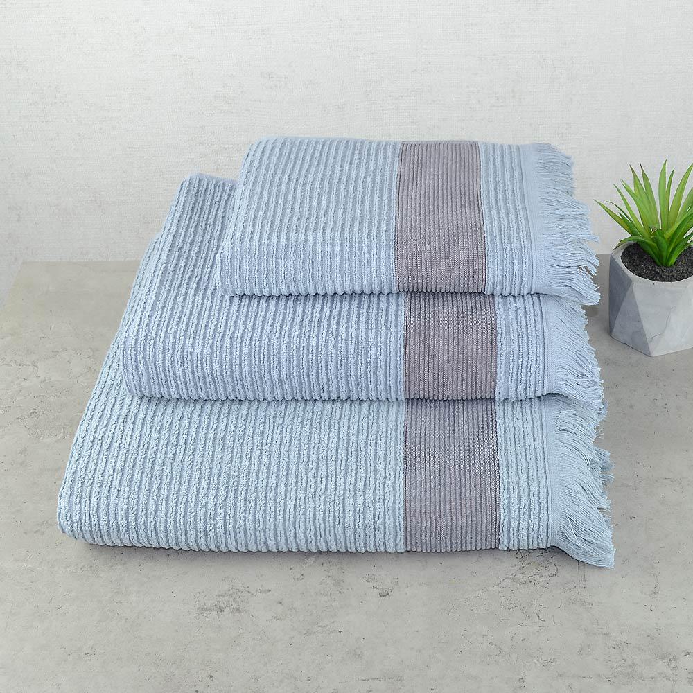 Набор махровых полотенец с бахромой GM Textile 40x70/50x90/70x140 см 3 шт. Голубой Набор махровых полотенец с бахромой GM Textile 40x70/50x90/70x140 см 3 шт. Голубой