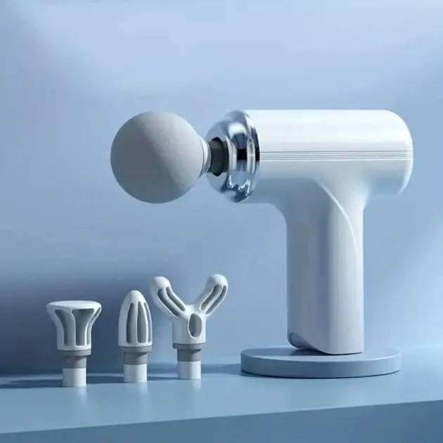 Электромассажер-пистолет для тела ручной с 4 насадками Белый (5b55da2d)