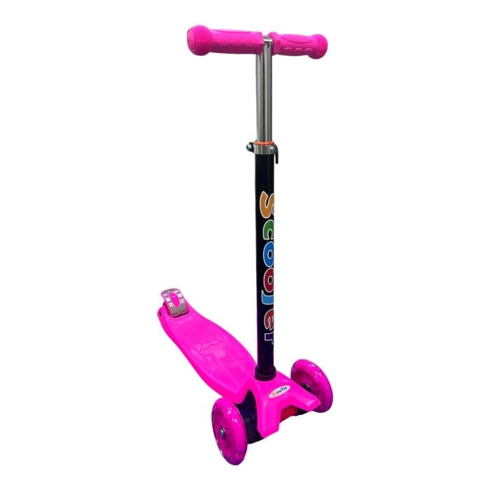 Самокат детский Scooter Maxi складной с кнопкой PU колеса 12/9 см металл/пластик до 60 кг для детей 3-5 лет Розовый (16-2km)