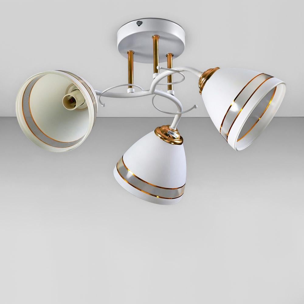 Люстра потолочная Light House SZ-19005/3 WT-FGD 550х200 мм E14 Золотой/Белый с прозрачным