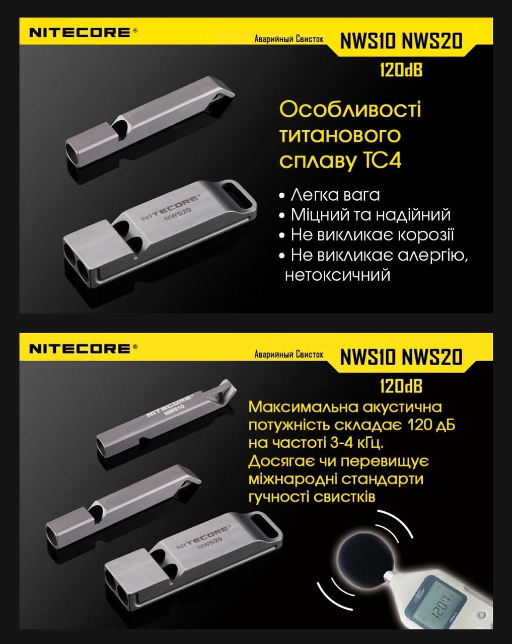 Свисток Nitecore NWS10 з титанового сплаву (18099139) - фото 4