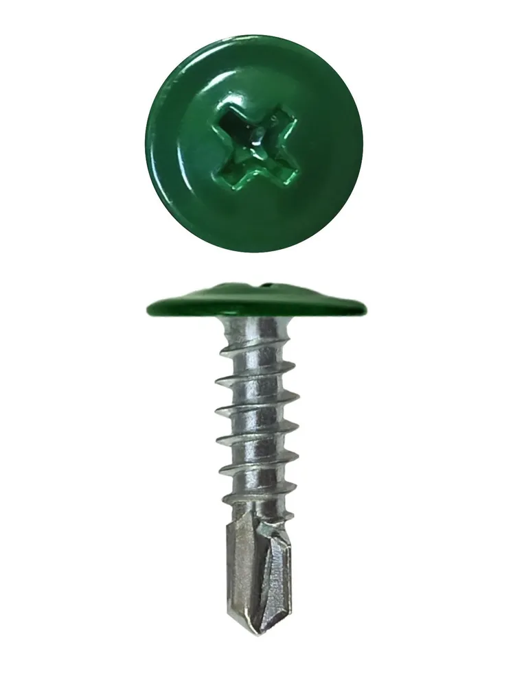 Саморез SIMBUD прессшайба 19 с буром 50 шт. RAL6005 (83957463) - фото 1 Саморез SIMBUD прессшайба 19 с буром 50 шт. RAL6005 (83957463) - фото 1