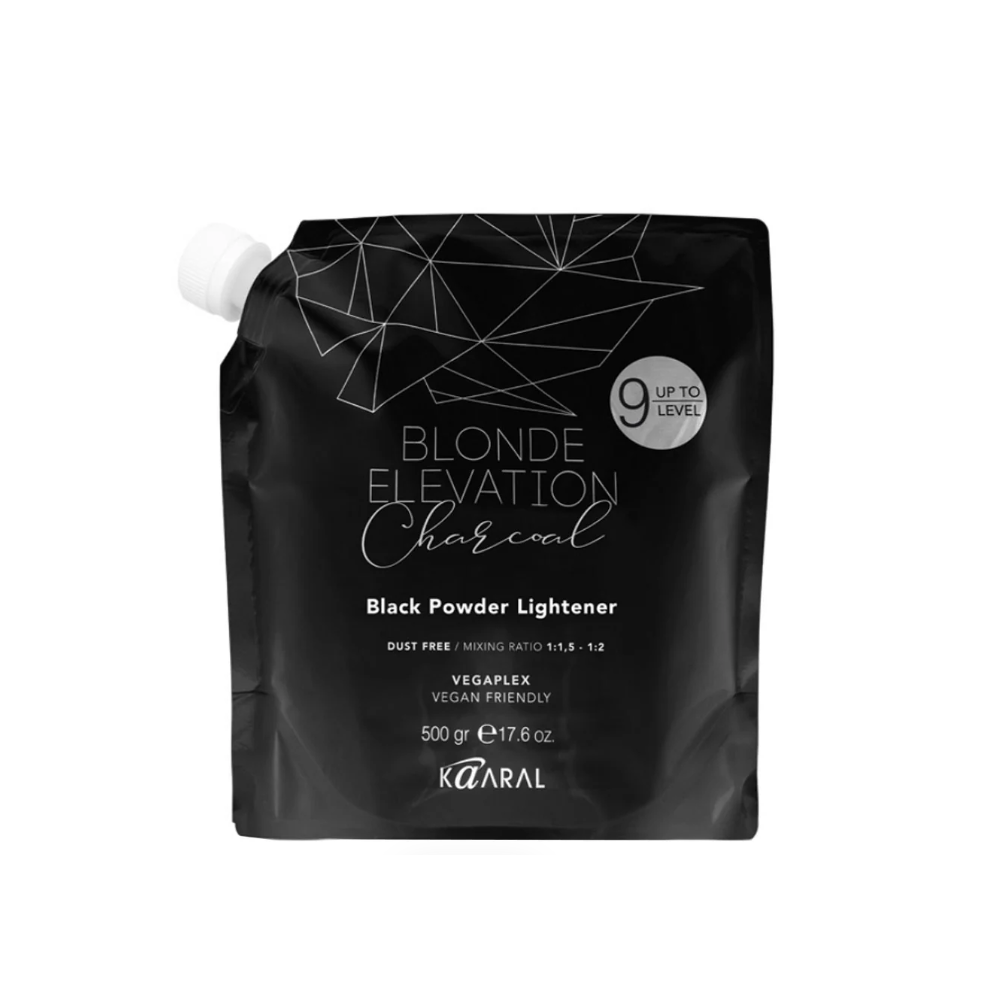 Освітлююча пудра для волосся до 9 рівня Kaaral Blonde Elevation Charcoal Black Powder Lightener 500 г Освітлююча пудра для волосся до 9 рівня Kaaral Blonde Elevation Charcoal Black Powder Lightener 500 г