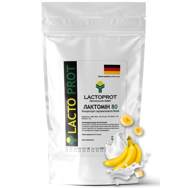 Протеин сывороточный для роста мышц Lactoprot Лактомин 80 1000 г Банан (21-137-ksb80-b-1kg)