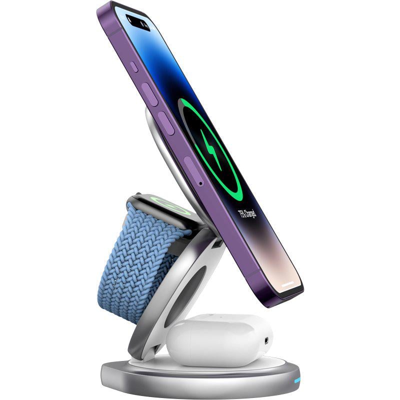 Зарядний пристрій бездротовий Gelius Foldy GP-WC011 3в1 15W White (99367) - фото 3 Зарядний пристрій бездротовий Gelius Foldy GP-WC011 3в1 15W White (99367) - фото 3