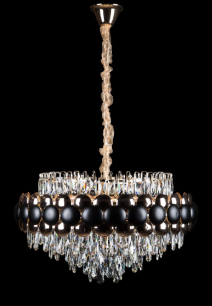 Хрустальная люстра L5902/D800/21 BK/GD Белый/Черный/Золото (AN000221)