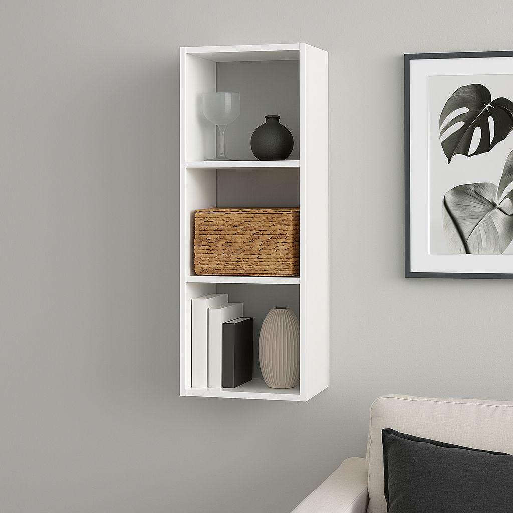 Стелаж настінно-підлоговий модульний MEBLIBUD KUB 3 секції Білий - фото 2 Стелаж настінно-підлоговий модульний MEBLIBUD KUB 3 секції Білий - фото 2