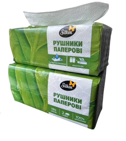 Полотенце Silken V 2-слойная целлюлоза 130 л. 12 шт. (ПР-V2-130/12)