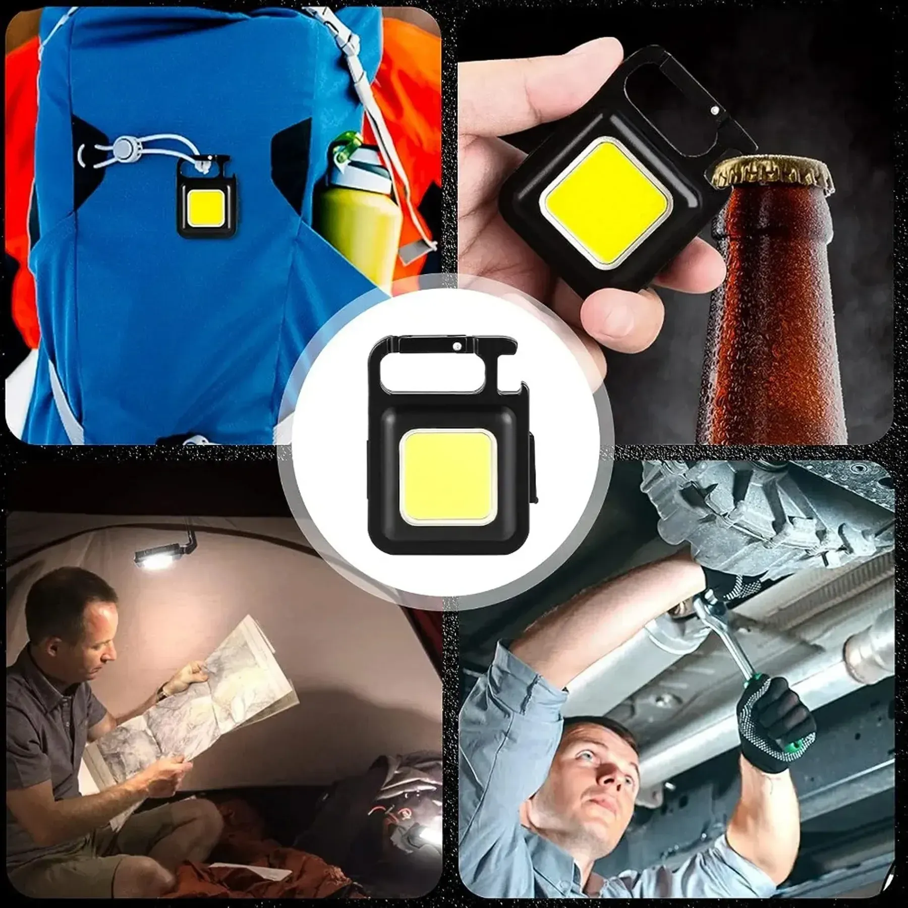 Ліхтар брелок акумуляторний з карабіном та відкривалкою LED COB 500 mAh (234565829) - фото 2