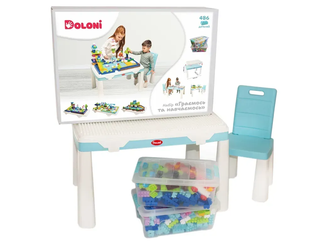 Игровой столик развивающий Doloni Toys Играем и учимся с контейнером конструктора 486 деталей Бело-синий (151-98-04660/7) Игровой столик развивающий Doloni Toys Играем и учимся с контейнером конструктора 486 деталей Бело-синий (151-98-04660/7)