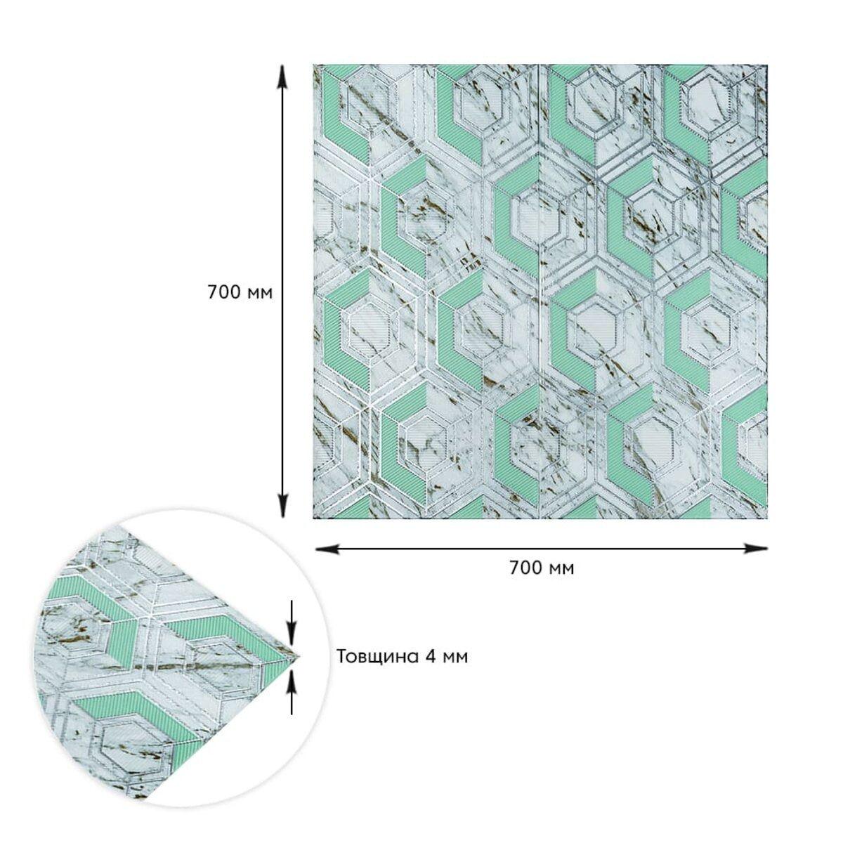 3D-панель Соты мрамор стеновая 700х770х4 мм Серо-зеленый (SW-00002006) - фото 3