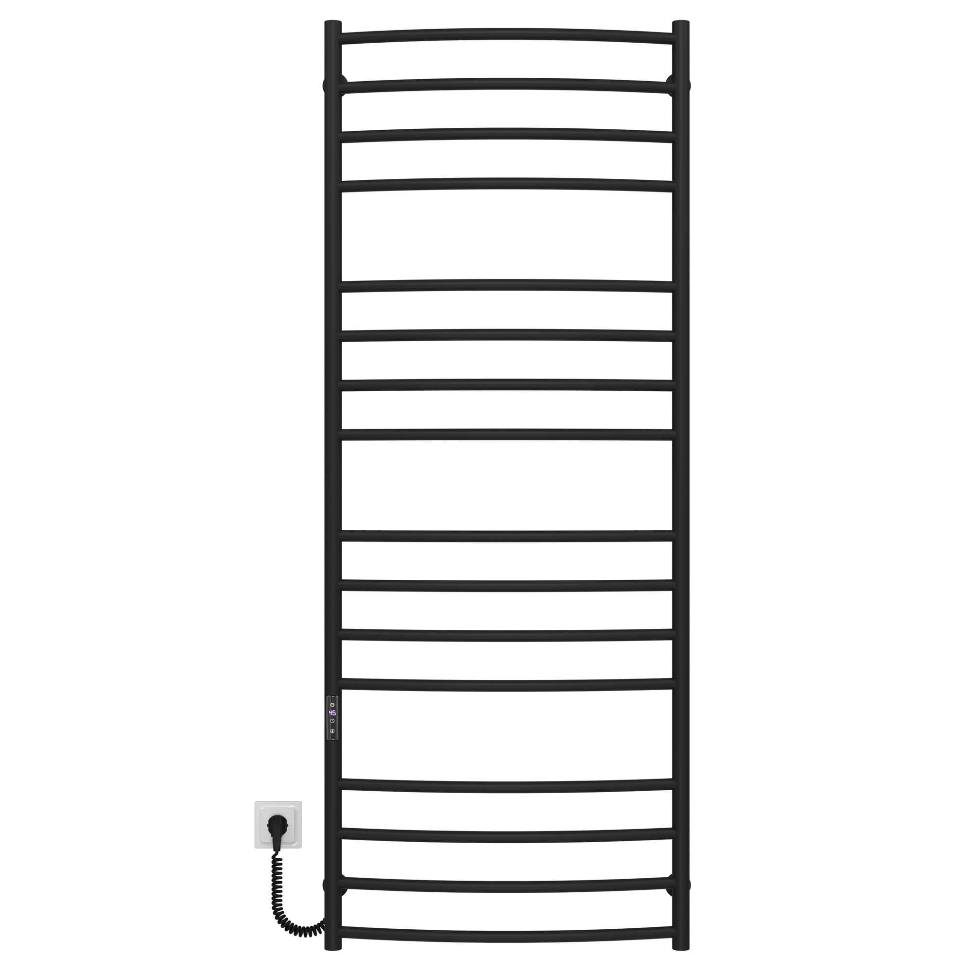 Полотенцесушитель электрический Deffi Классик Элит П16 JD03 левое подключение нержавеющая сталь 600х1600 мм Черный (C.KE.160.60.16.EBL1)