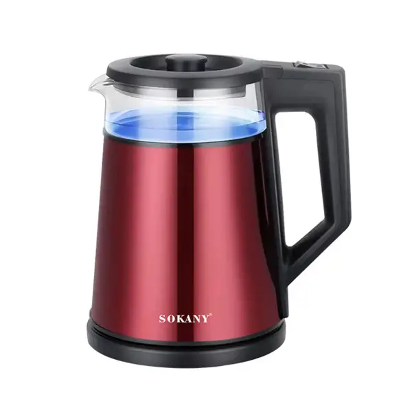 Електрочайник з підсвіткою Sokany SK-SH-1076 із нержавіючої сталі 2000 Вт 1,7 л Червоний (b-SK-SH-1076R)