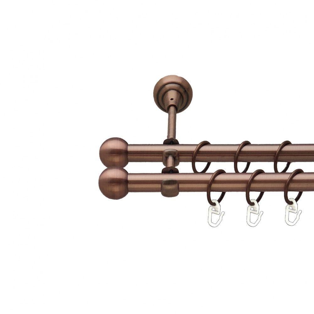 Карниз для штор Orvit Куля дворядний гладкий 19/19 мм 200 см Антична мідь (00-00012084)