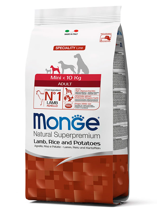 Корм сухий для дорослих собак маленьких порід Monge Dog Mini з ягням/рисом і картоплею 15 кг