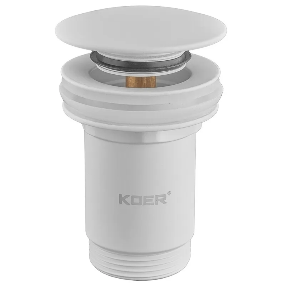 Клапан донный KOER PW-08-03 1 1/4'' Сlick-Сlack для умывальника Белый матовый (KR5787)