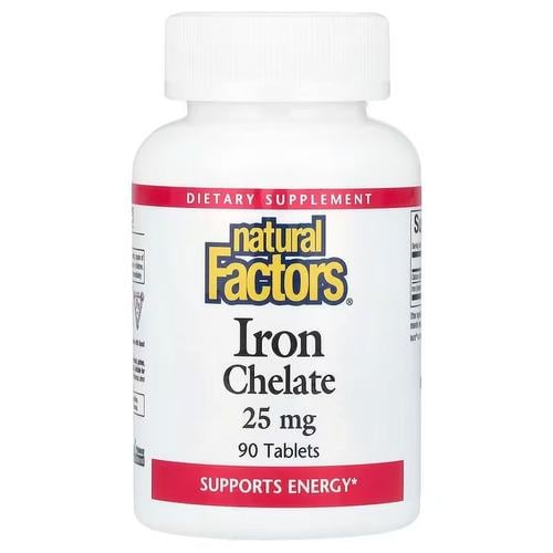 Железо Natural Factors Iron Chelate 25 мг 90 таблеток (NFS-01640)