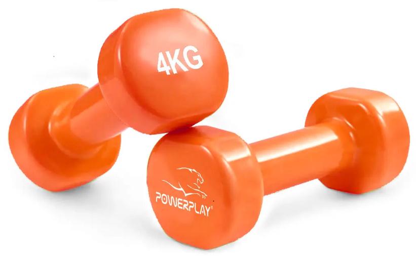 Гантель виниловая PowerPlay 4125 Achilles 2х4 кг 2 шт. Оранжевый (PP_4125_4kg_best215)