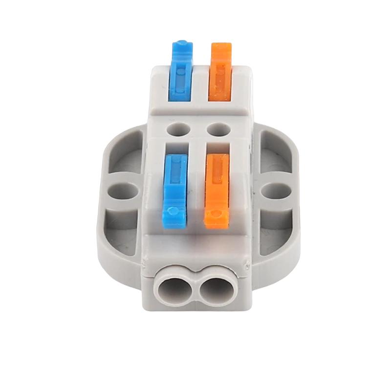 Клемма проходная Tactix 0,08-4 мм2 32А 2х1-2х1 одинарная 41,5х25,7х14,8 мм крепеж 3,1 мм Разноцветный (KV223-2c)