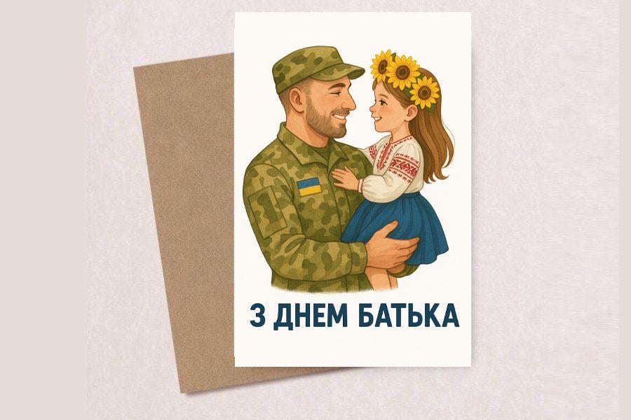 Открытка с конвертом "З днем батька"