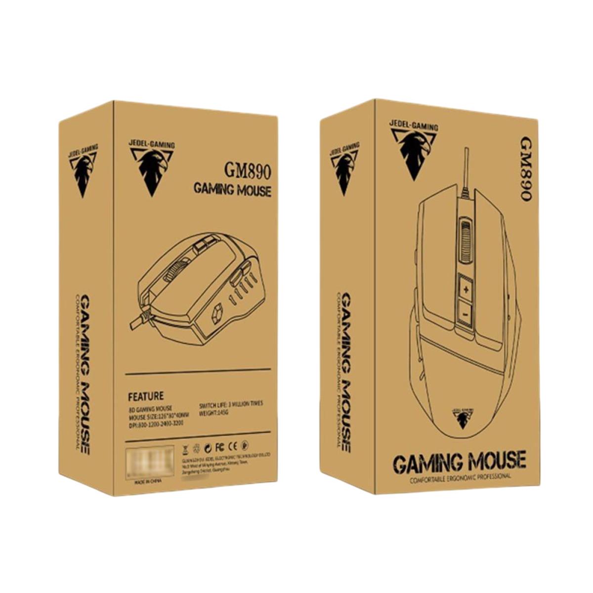 Мышь ведущая JEDEL GM890 8D с RGB подсветкой оптическая DPI 3200 USB праворука Black (180896) - фото 5