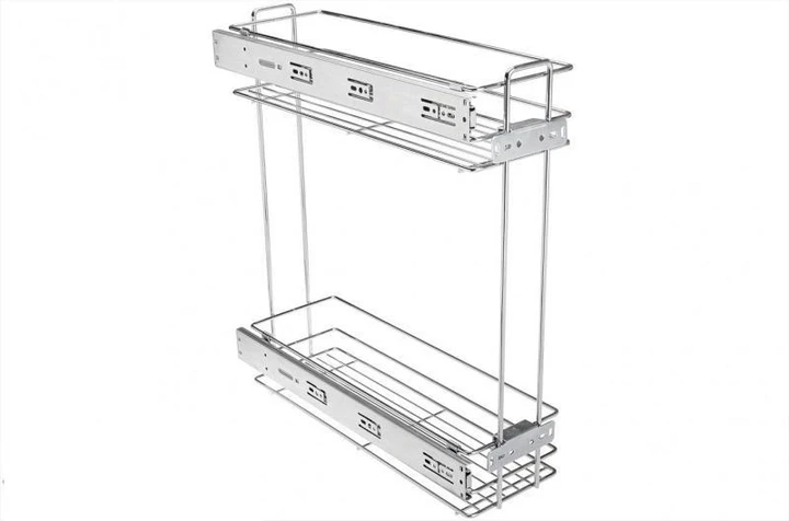 Карго GTV бокового крепления с механизмом плавного закрывания KO-2002BO-SR на 2 полки 200 мм Серебряный