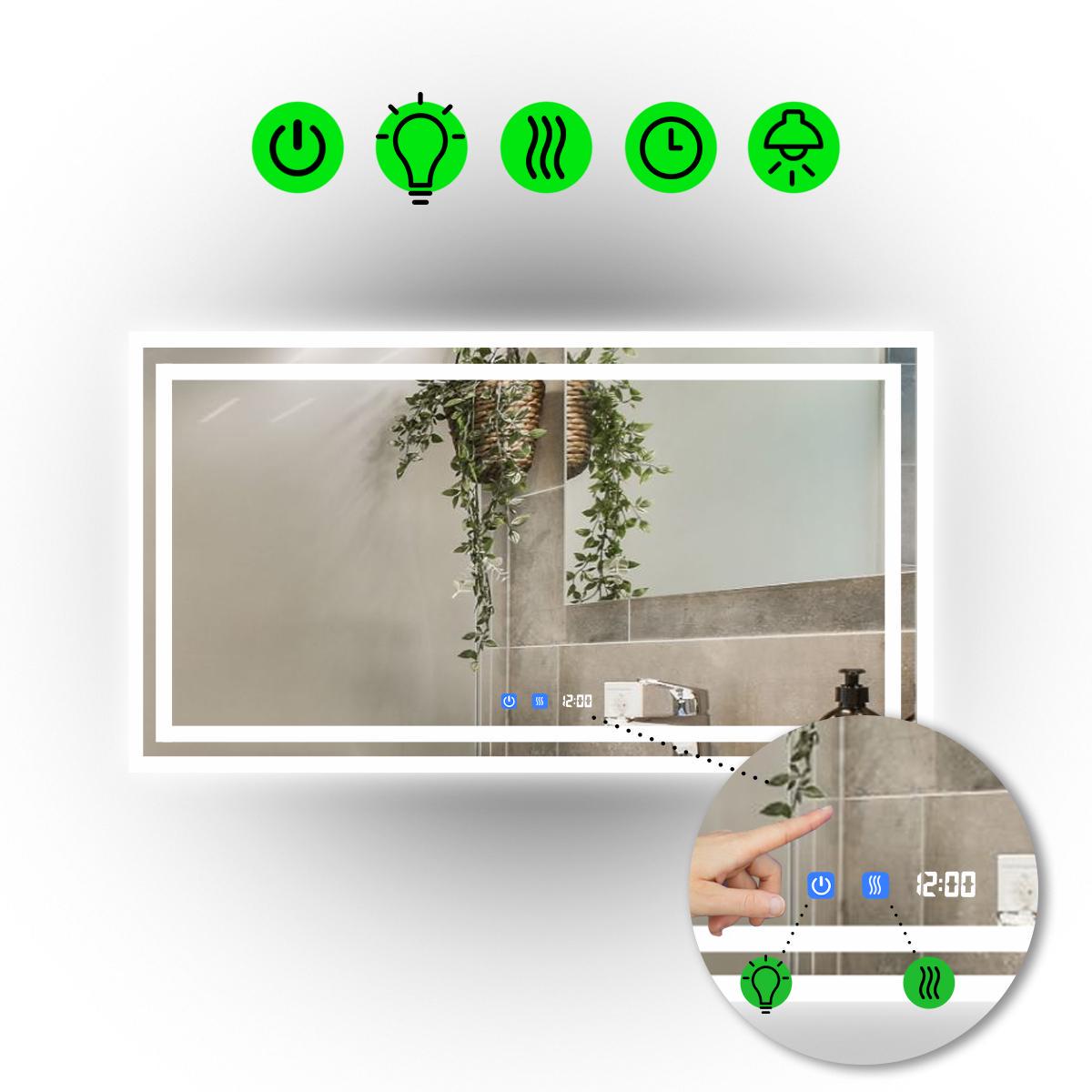 Зеркало Marita LED с двумя сенсорными выключателями 100x80 см (13498782)