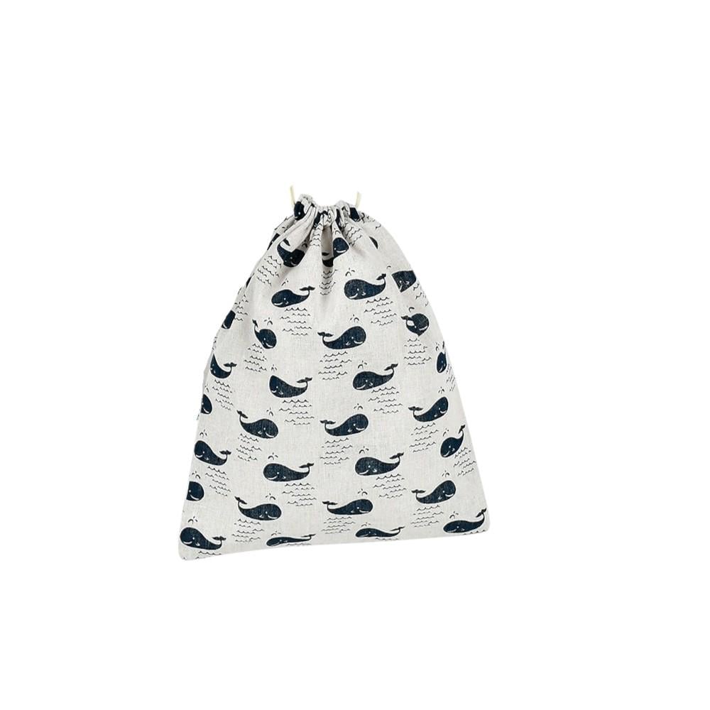 Мішок для продуктів Stenson Кити Еко 25х31 см Білий з чорним (WW02845)