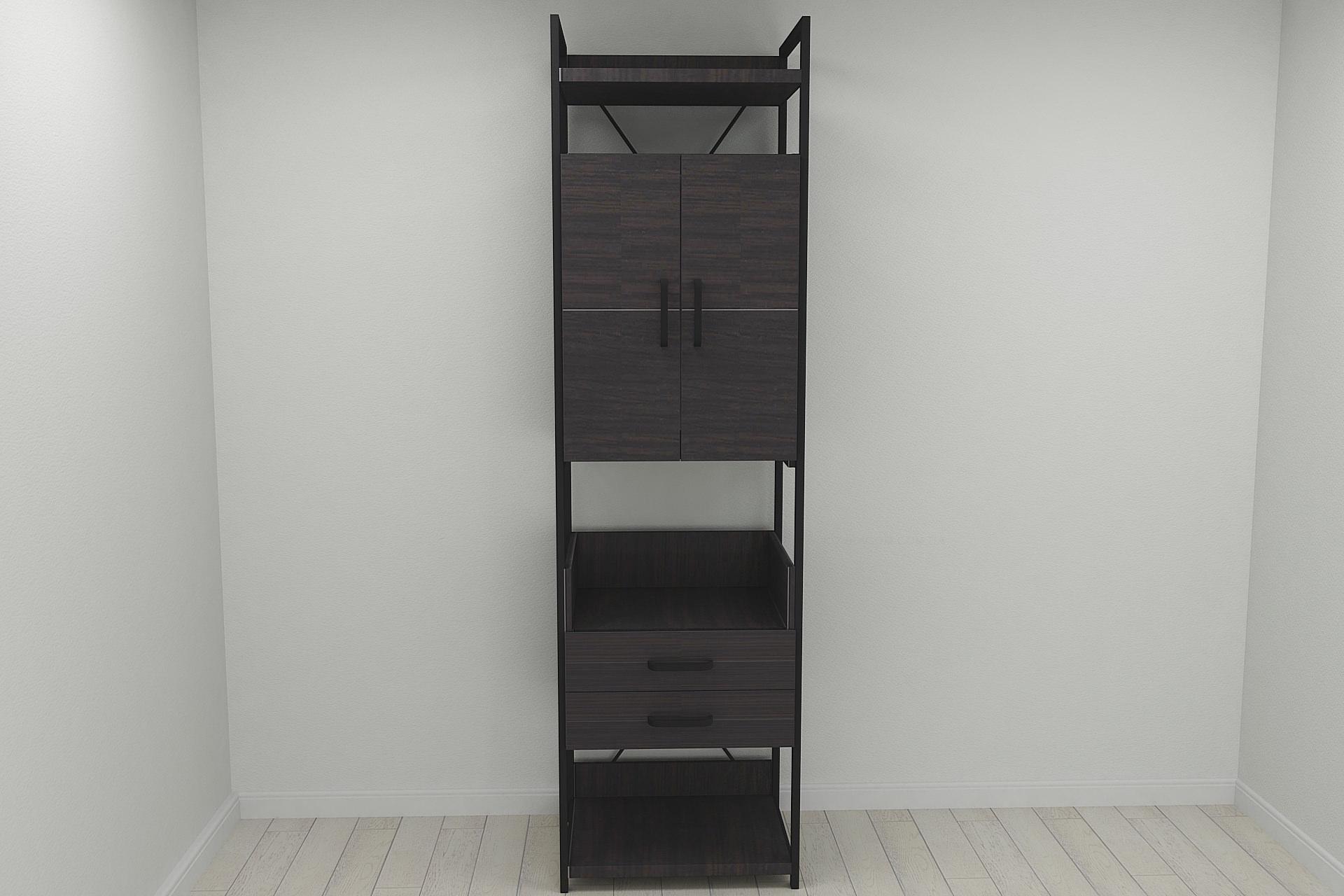 Шкаф-гардероб Ferrum-decor Коннект Уни секция 5 металл/ДСП 32 мм 220x60x50 см Черный/Венге Магия (FRD-104512)