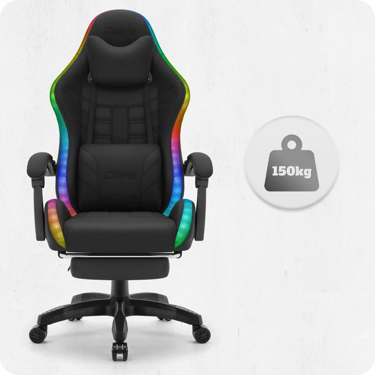 Крісло геймерське з підставкою для ніг Cabro C501 RGB Black тканина до 150 кг (AN-С501BRGB) - фото 8 Крісло геймерське з підставкою для ніг Cabro C501 RGB Black тканина до 150 кг (AN-С501BRGB) - фото 8